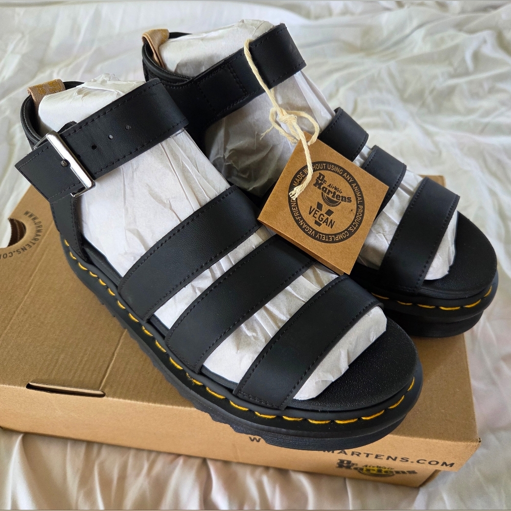 Dr. Martens Vegan Blaire Black Gladiator Sandals